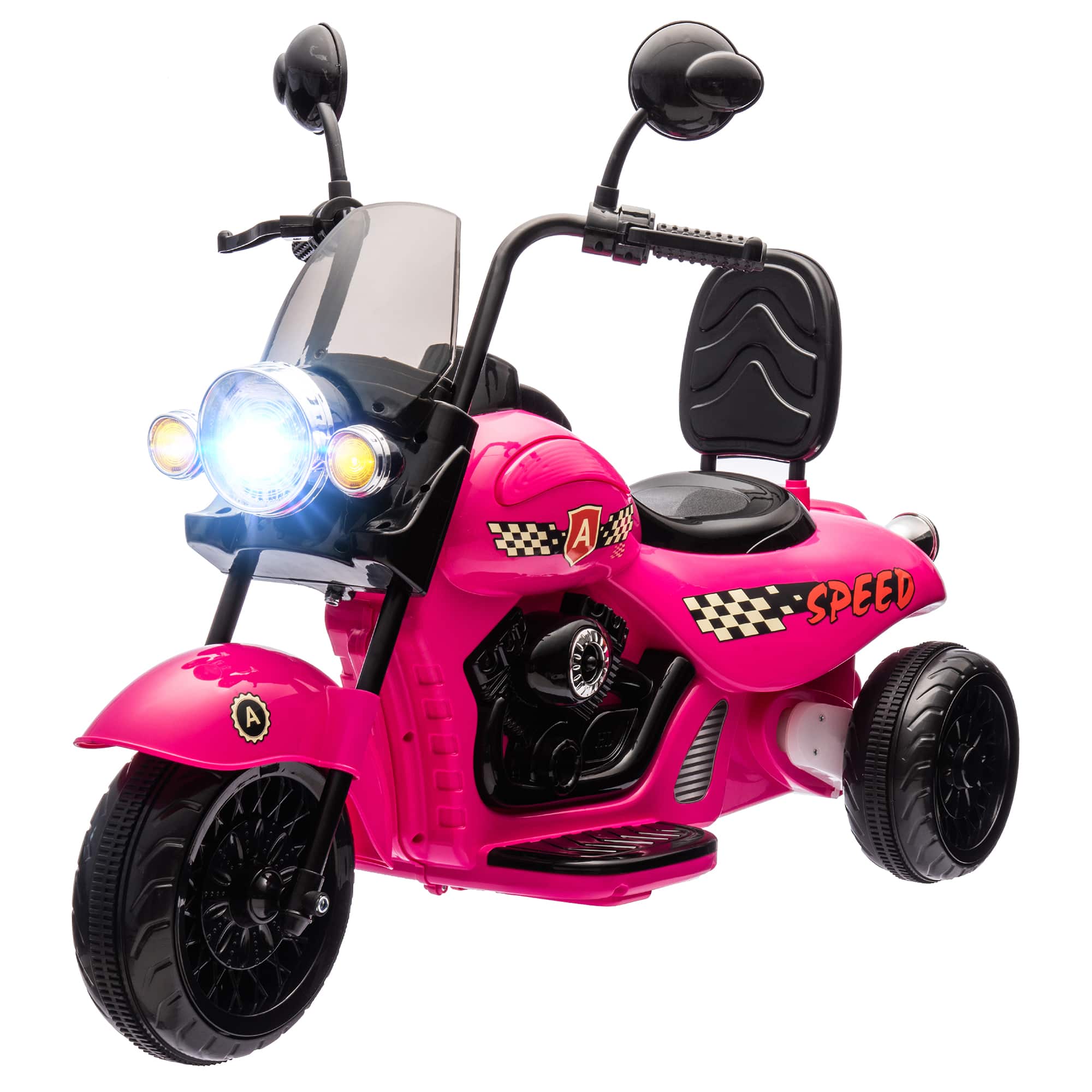 HONGGE - Kids 6V Electric Ride On Motorcycle with Three Wheel Stability Lights Music for Ages 3 to 5