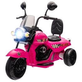 Ecooso - 6V Kids Electric Motorcycle with 3 Wheels, Music, LED Headlights, and Forward/Reverse Function - Pink