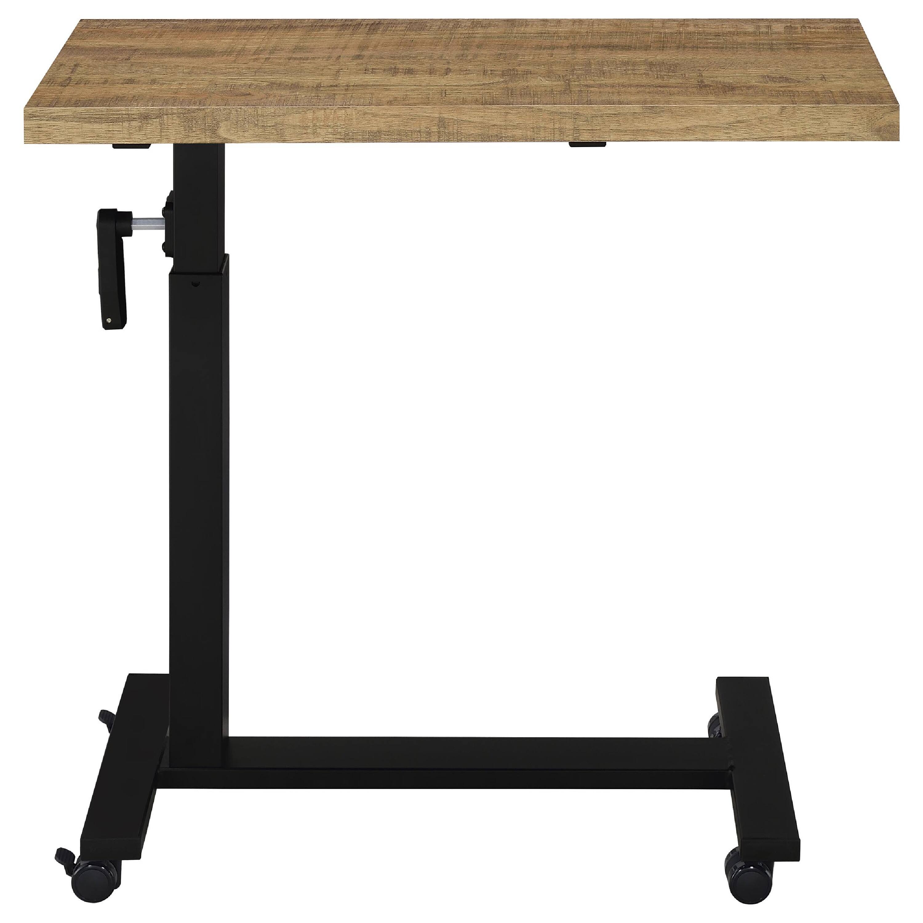 Alt View 2. Manhattan Lane - Park C-Shape Mobile Overbed Table, Steel Base, 28-40 Inch - Mango Brown, Black.