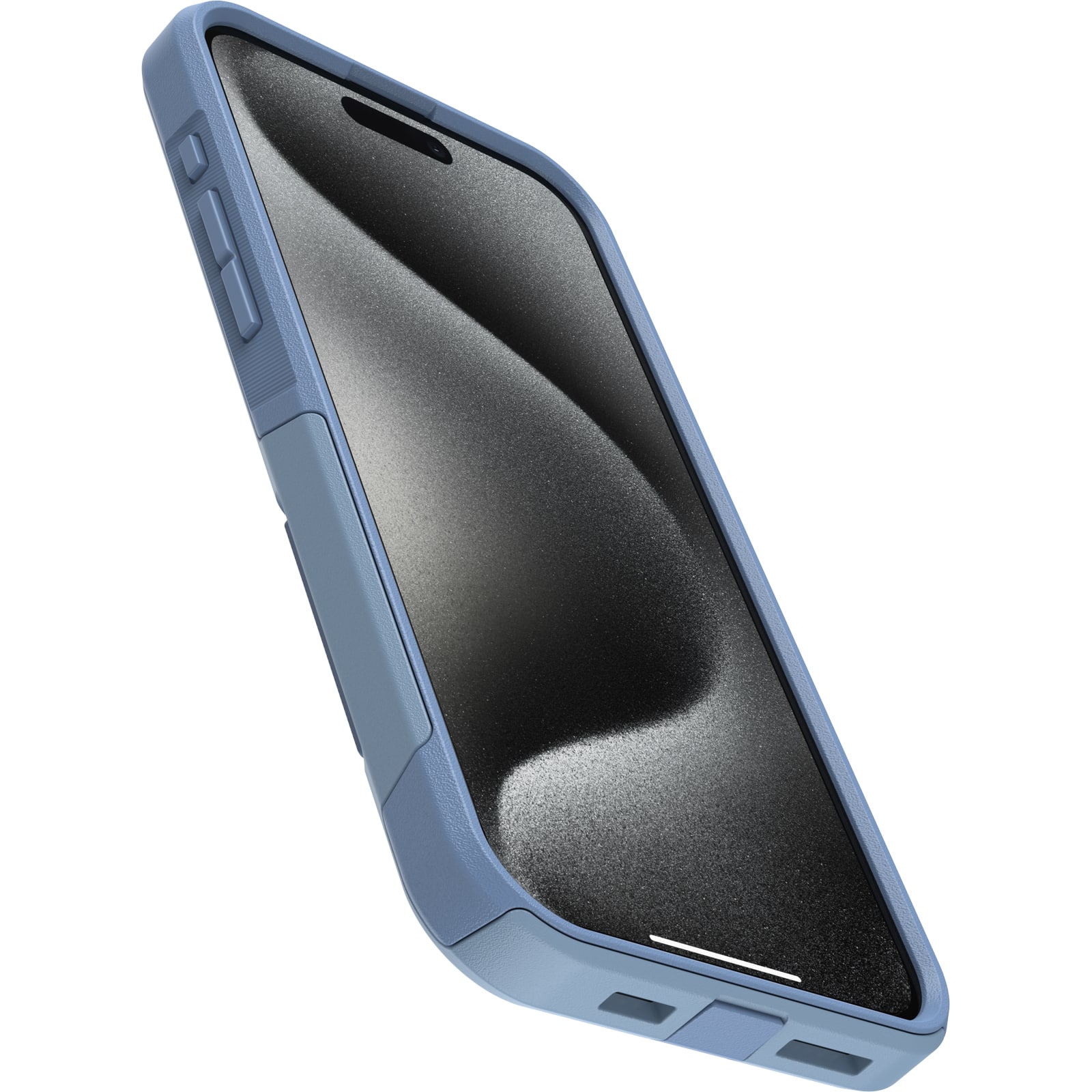Left. OtterBox - Commuter Series Hard Shell for MagSafe for Apple iPhone 15 Pro Max - Crisp Denim.