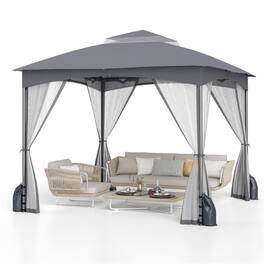 Boyel Living - Heavyduty Patio Gazebo 120-in W x 120-in D x 84-in H - Gray
