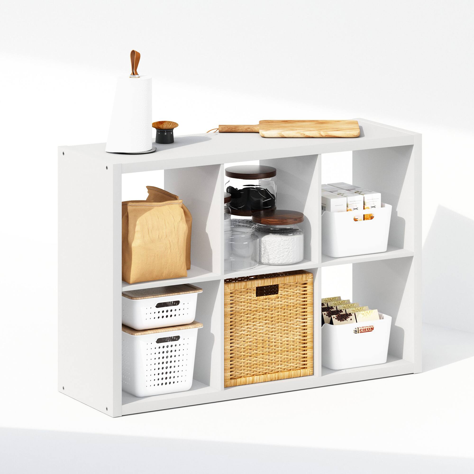 Alt View 3. Furinno - Cubic Open Back Multipurpose Clothing & Closet Storage Organizer Shelf, 6-Cube - White.