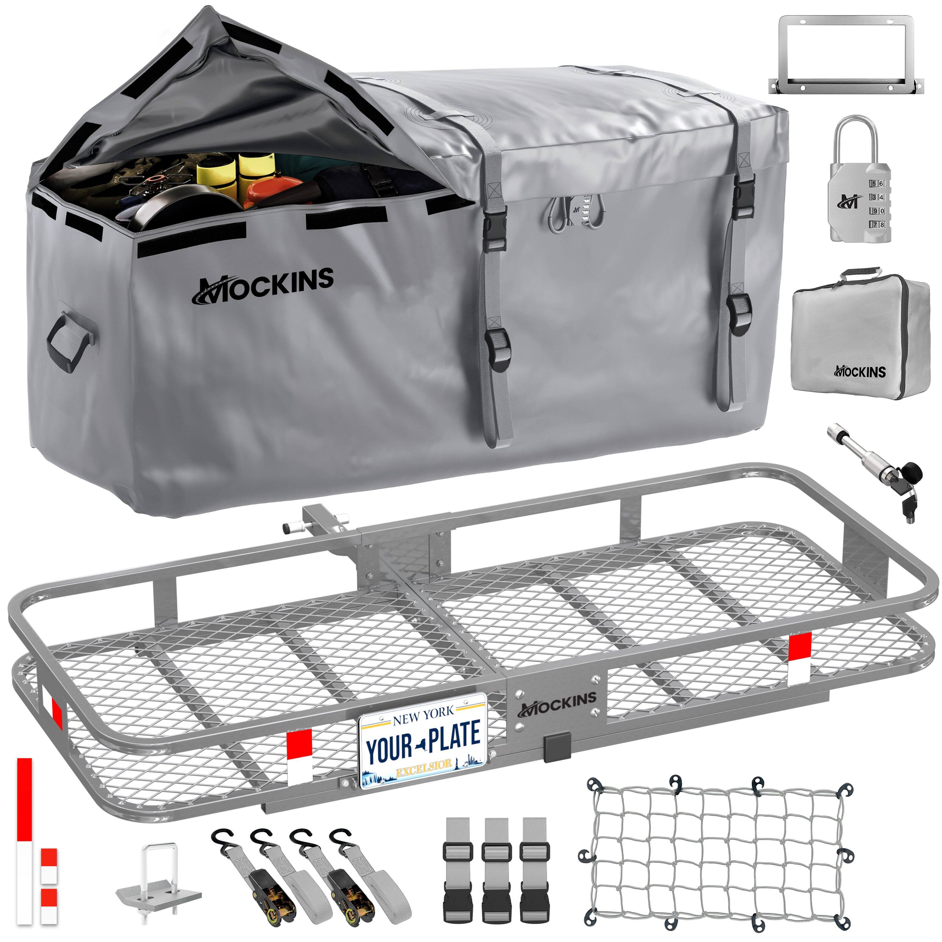 Mockins - 60 in. x 20 in. x 6 in. Trailer Hitch Cargo Carrier Basket w/ 16 Cu Ft. Cargo Bag & Hitch Rack Accessories price history on PriceWatchPro