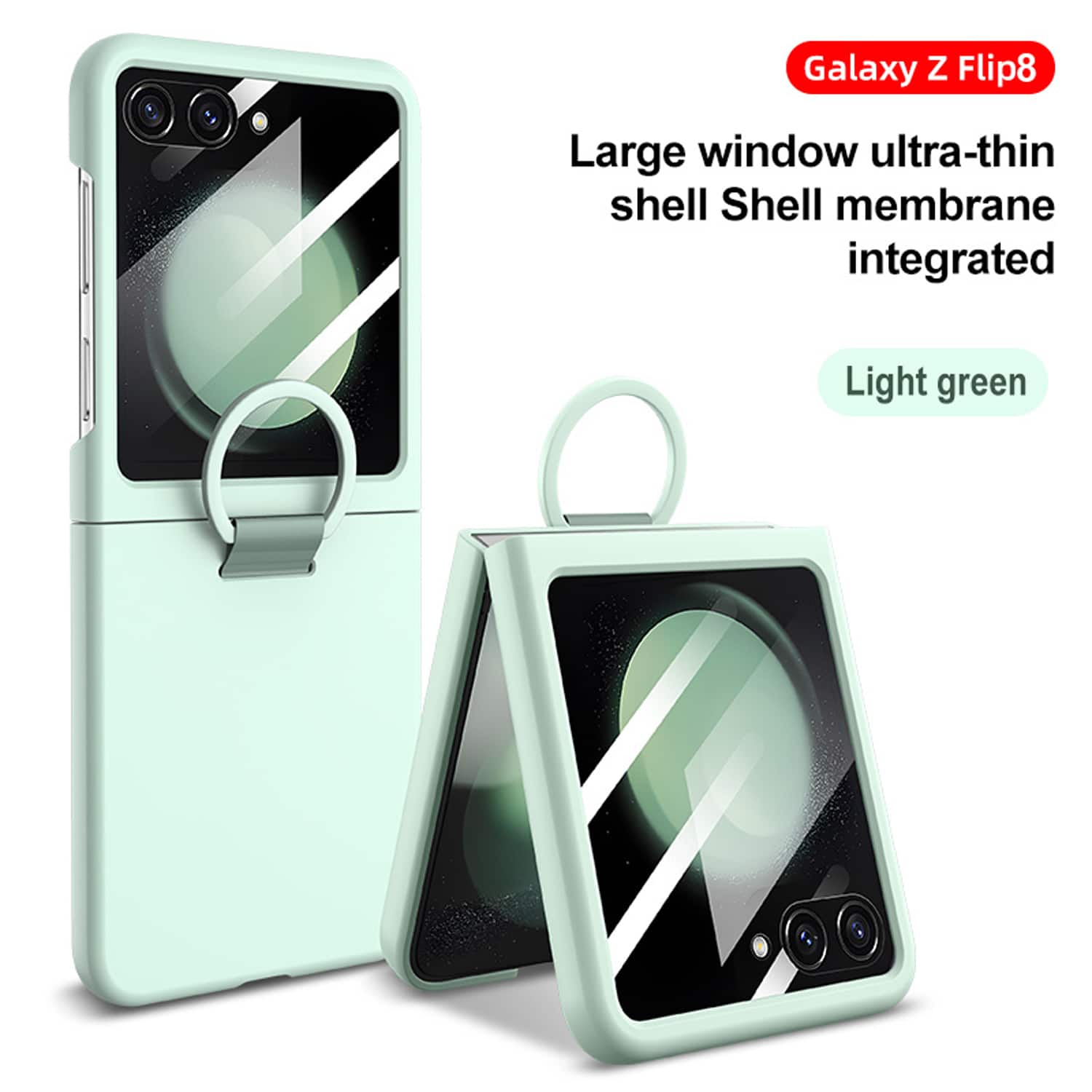 Dteck - Anti-Scratch Case for Samsung Galaxy Z Flip8 with Integrated Screen Protector & Grip Ring Hard PC Slim Back Cover - Lightgreen price history on PriceWatchPro