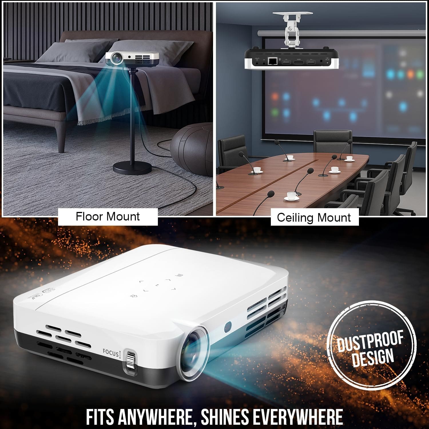 Floor Mount
Ceiling Mount
DUSTPROOF DESIGN
FITS ANYWHERE, SHINES EVERYWHERE