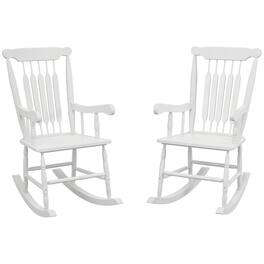 Outsunny - Outdoor Wood Rocking Chairs Set of 2, 350 lbs. Porch Rockers with High Back for Garden, Patio, Balcony - White