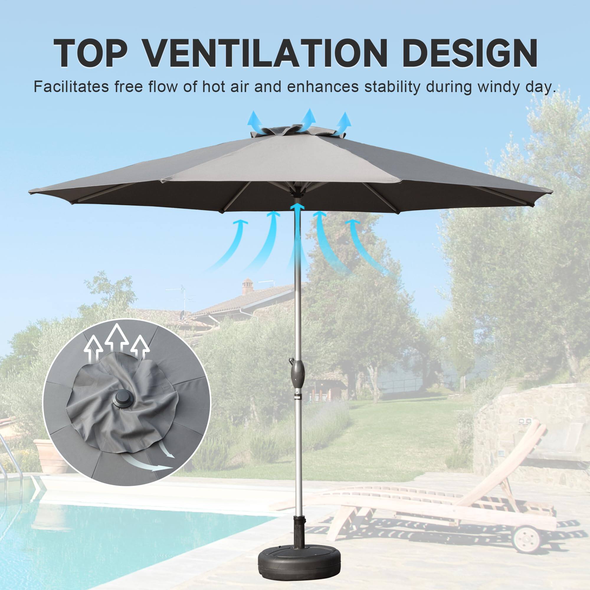 TOP VENTILATION DESIGN  
Facilitates free flow of hot air and enhances stability during windy day.