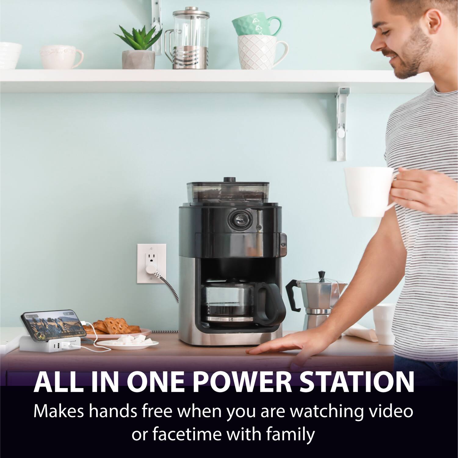 ALL IN ONE POWER STATION Makes hands free when you are watching video or facetime with family