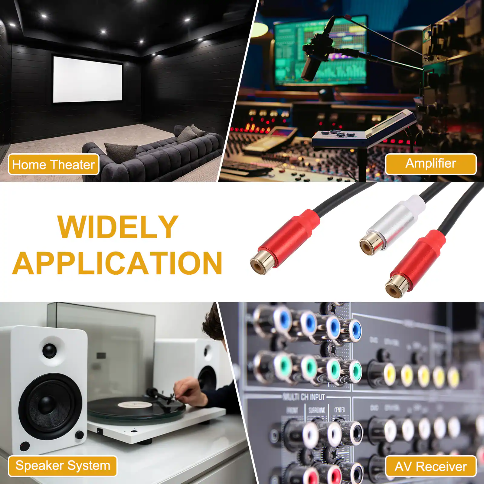 Home Theater Amplifier  
WIDELY APPLICATION  
- MULTI CH INPUT  
- SURROUND CENTER  
- DE Speaker System  
- AV Receiver
