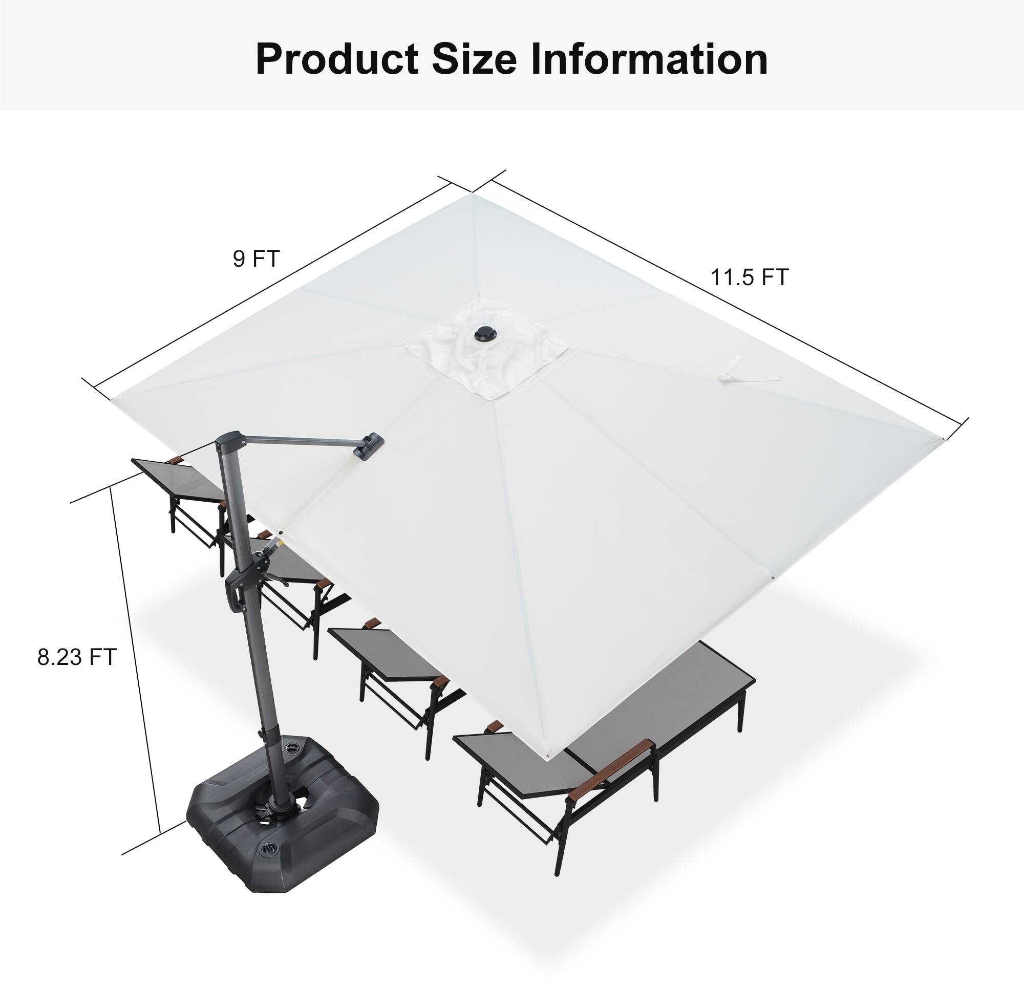Product Size Information

- 9 FT
- 11.5 FT
- 8.23 FT