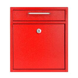 AdirOffice - Safe Medium Steel Wall-Mounted Drop Box with Key Lock - Red