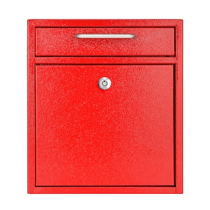 Front. AdirOffice - Drop Box Medium Steel Wall-Mounted Drop Box Mailbox with Key Lock - Red.