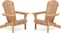 Front. Winado - 2PCS Portable Wooden Adirondack Chair Folding Patio Fire Pit Lounge Armchair Furniture for Indoor Outdoor Beach Poolside - Teak.