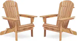 Winado - 2PCS Portable Wooden Adirondack Chair Folding Patio Fire Pit Lounge Armchair Furniture for Indoor Outdoor Beach Poolside - Teak