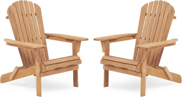 Front. Winado - 2PCS Portable Wooden Adirondack Chair Folding Patio Fire Pit Lounge Armchair Furniture for Indoor Outdoor Beach Poolside - Teak.
