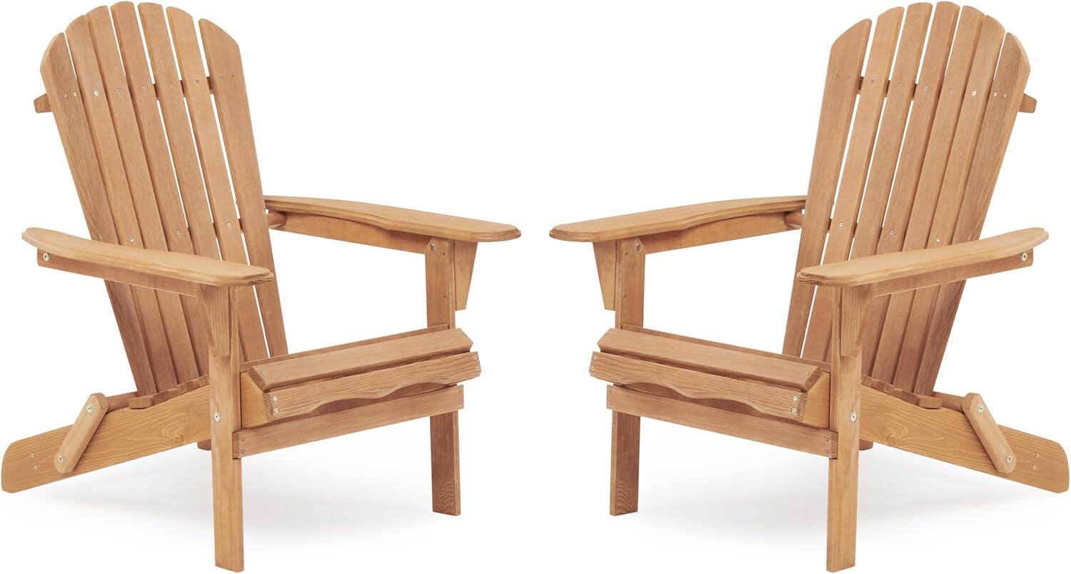 Front. Winado - 2PCS Portable Wooden Adirondack Chair Folding Patio Fire Pit Lounge Armchair Furniture for Indoor Outdoor Beach Poolside - Teak.
