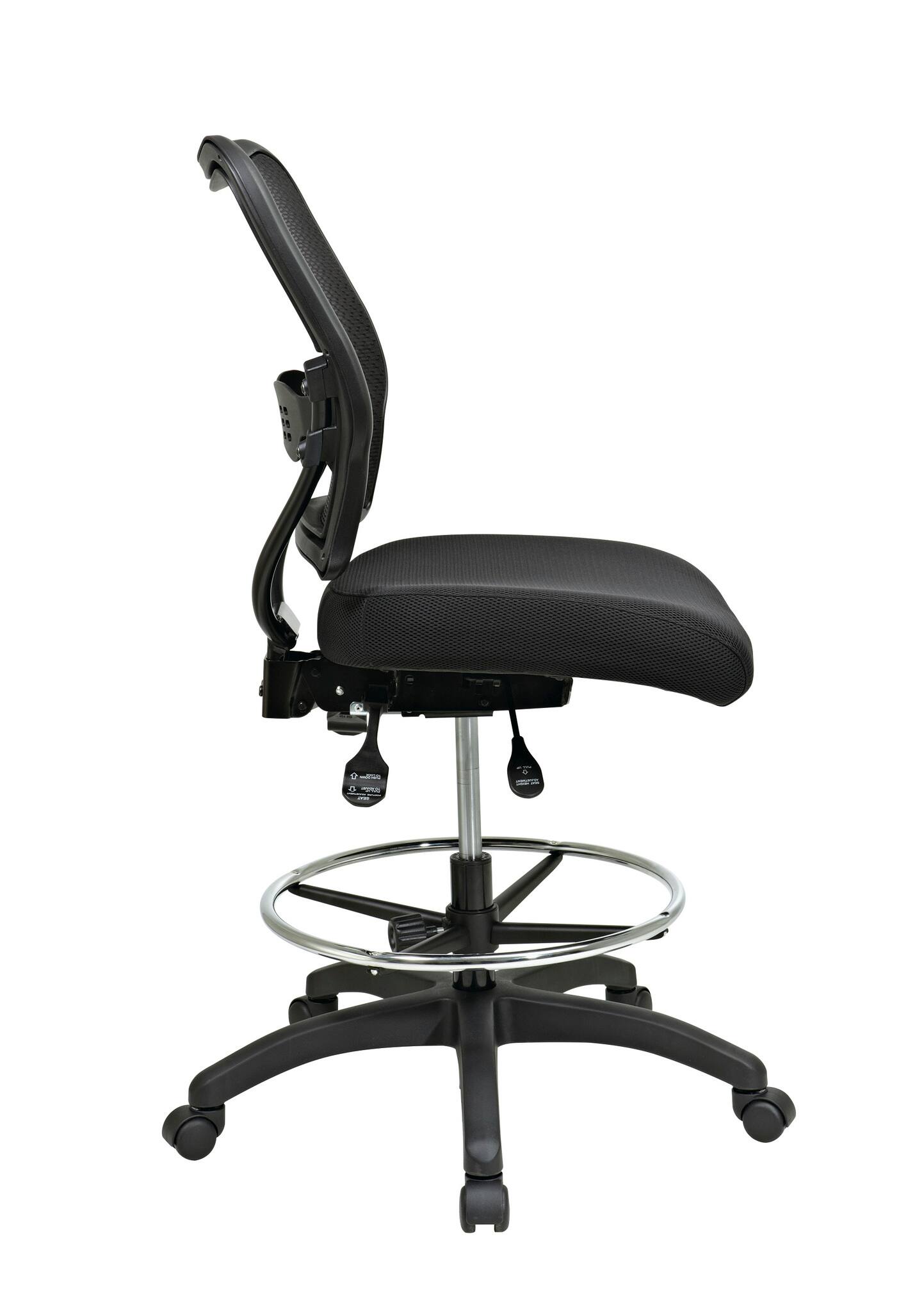 Left. Office Star Products - Ergonomic AirGrid® Drafting Chair - Black.