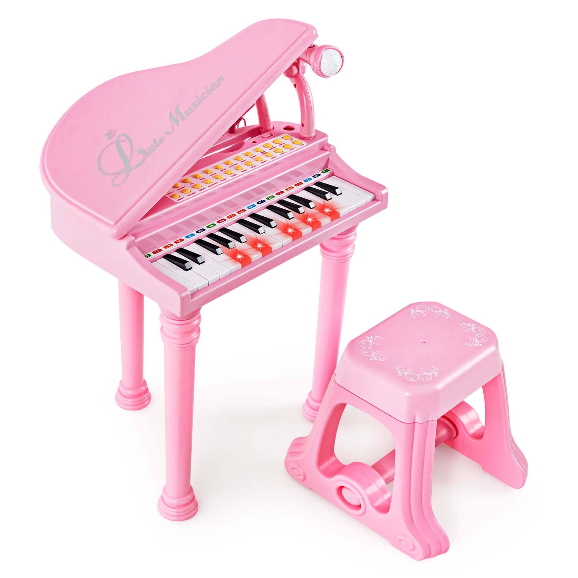 Costway - 31 Keys Kids Piano Keyboard Toy Toddler Musical Instrument with Stool & Microphone - Pink