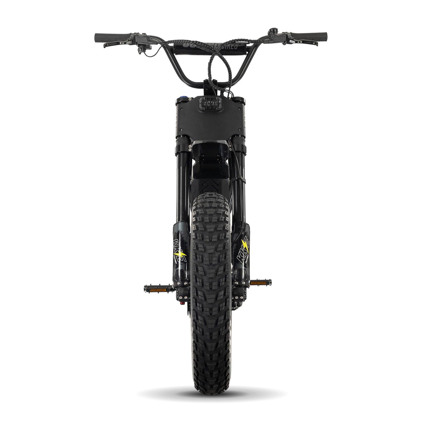 Alt View 1. Juiced Bikes - Scrambler Full Suspension eBike (Max 60mi/28mph) + Headplate/Handlebar Bag & Pad/Fenders/Sticker Pack - Blackberry.