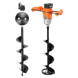 VEVOR - 20V Electric Ice Auger, 8 inch Diameter, 2 in 1 Cordless Ice Fishing Augers and Earth Auger with Ices & Earth Drill Bit - Black