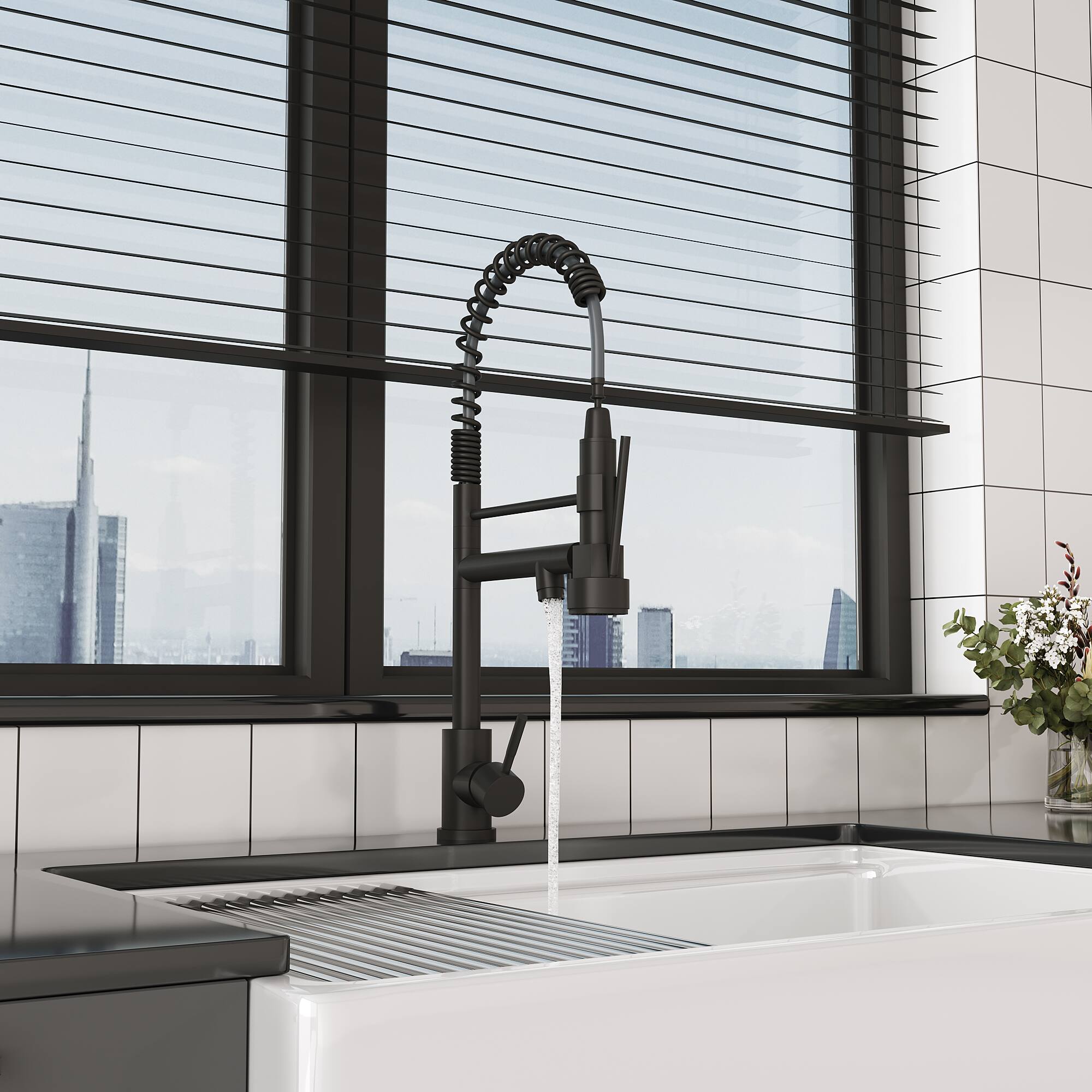 Alt View 1. Bothwa Home - Bothwa Home KF-YQ605-MB 19 - Inch Enzoh Kitchen Faucet in Matt Black Finish - Matt Black.
