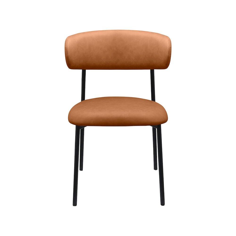 Alt View 2. Meridian Furniture - Lupita Cognac Vegan Leather Dining Chair, Set of 2 - Brown.