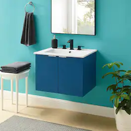Modway - Maybelle Wall-Mount Bathroom Vanity Basin Included - Navy White