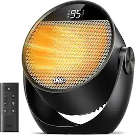 Loheer - 1500W Portable Space Heater with Thermostat, 60-Degree Adjustable Tilt, Remote, Black