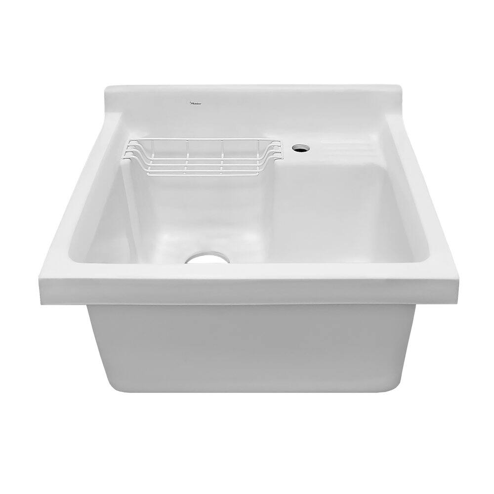 Angle. Whitehaus - Vitreous China Single Bowl, Drop-in Sink - White.