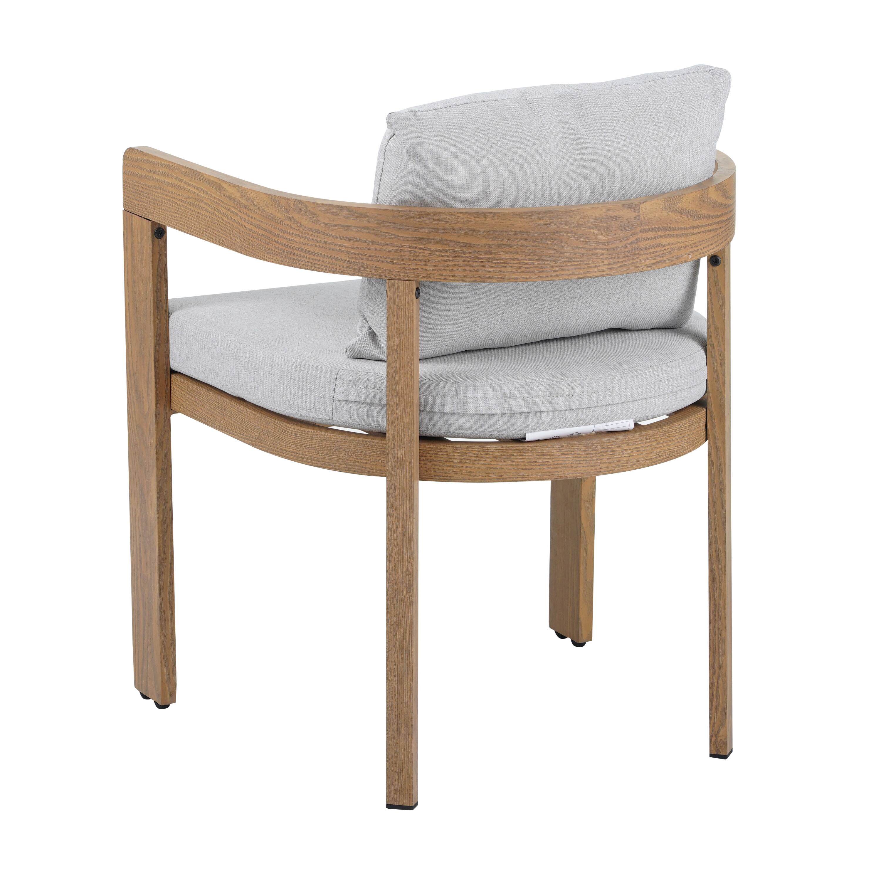 Alt View 2. Mondawe - Set of 2 Aluminum Dining Chair with Cushion - Light Gray+Teak.