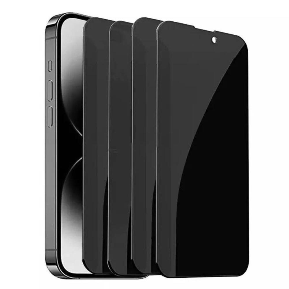 Alt View 4. Qixxronics - 3-Pack Tempered Glass iPhone 14 Pro Max Privacy Screen Protector - Black.