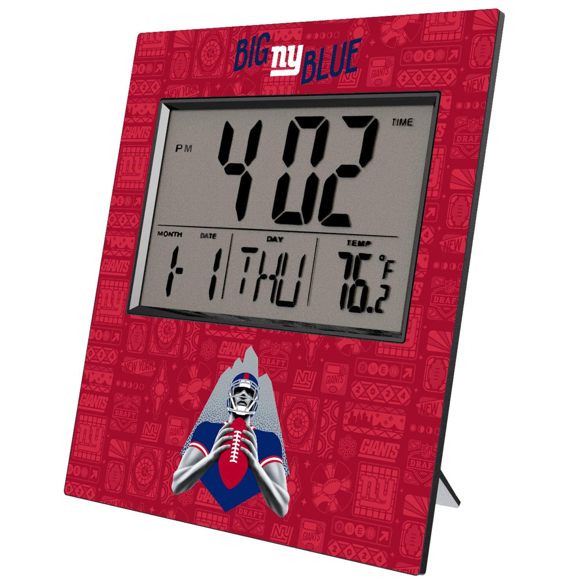 Keyscaper - New York Giants 2024 Illustrated Limited Edition Digital Desk/Wall Clock - Gray