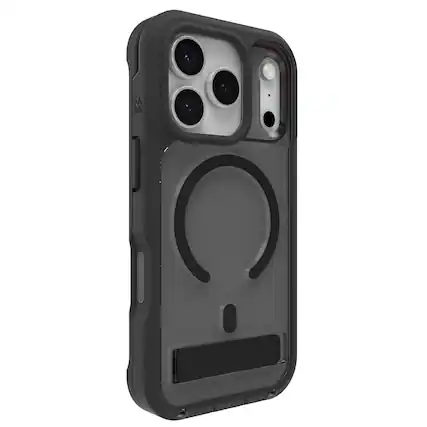Front. ZAGG - Rainier Snap with Kickstand for Apple iPhone 17 Pro - Smoke Black.