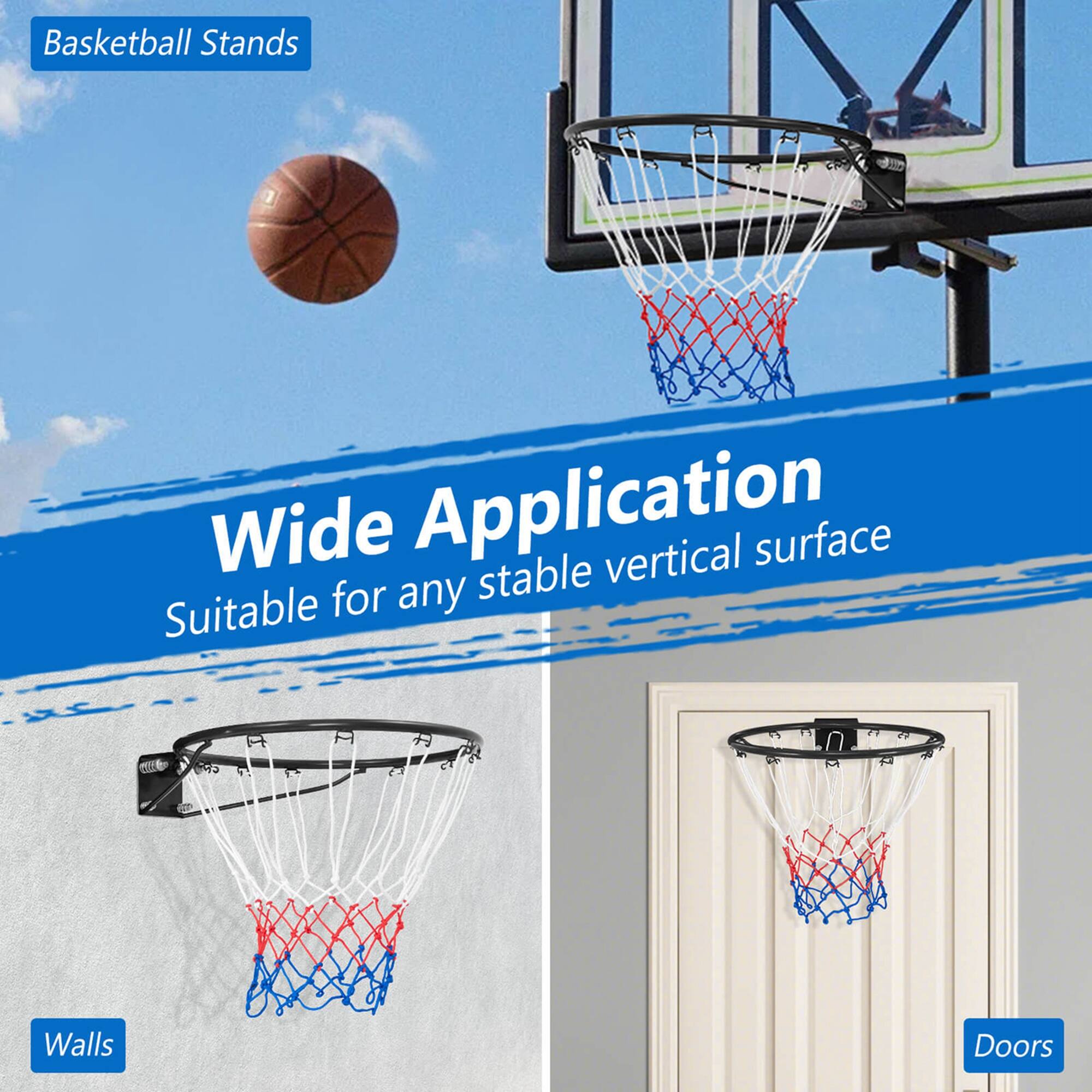 Basketball Stands

Wide Application  
Suitable for any stable vertical surface

Walls  
Doors