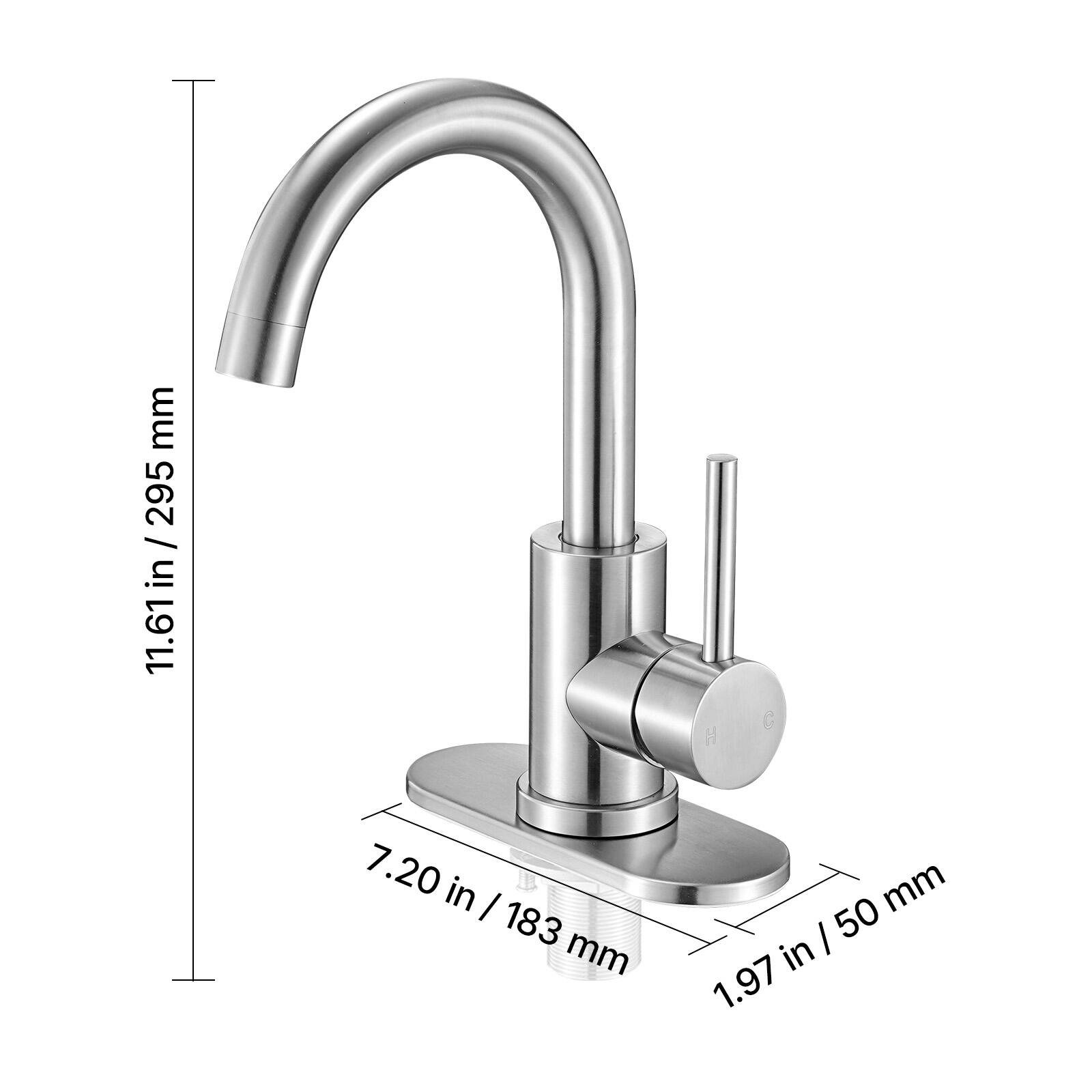 - Height: 11.61 in / 295 mm
- Spout Height: 7.20 in / 183 mm
- Base Diameter: 1.97 in / 50 mm