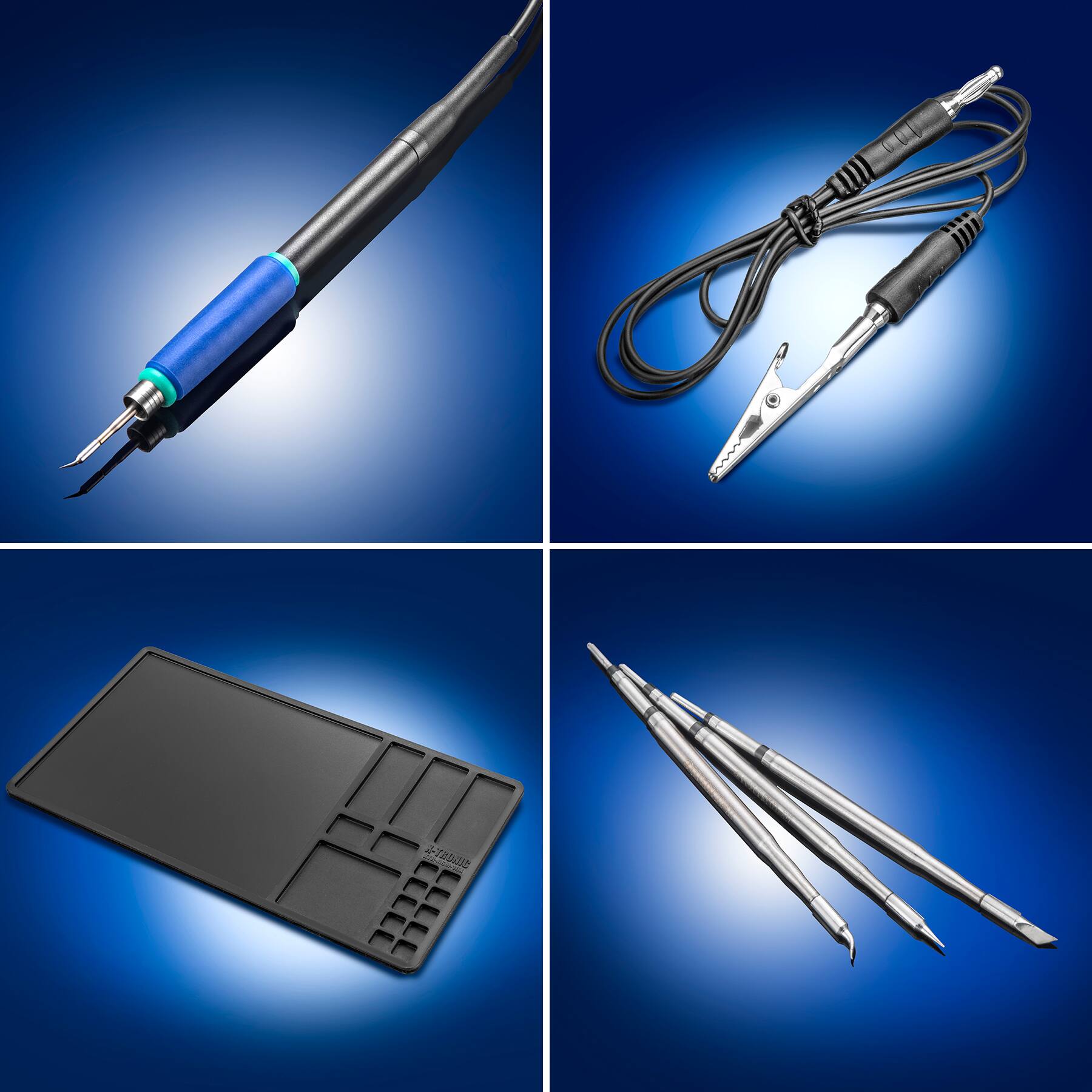 Alt View 6. X-Tronic - SX-90 120 W Precision Micro Soldering Iron Station, 3 Temp Presets, °C/°F, Exclusive Temp Kicker Bar & More - Silver.