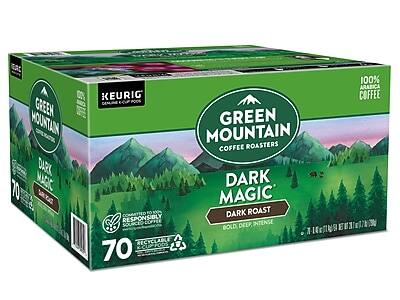 Green Mountain Coffee Roasters  
Dark Magic  
Dark Roast  
100% Arabica Coffee  
70 K-Cup Pods  
Recyclable  
Bold, Deep, Intense  
Responsibly Sourced Coffee