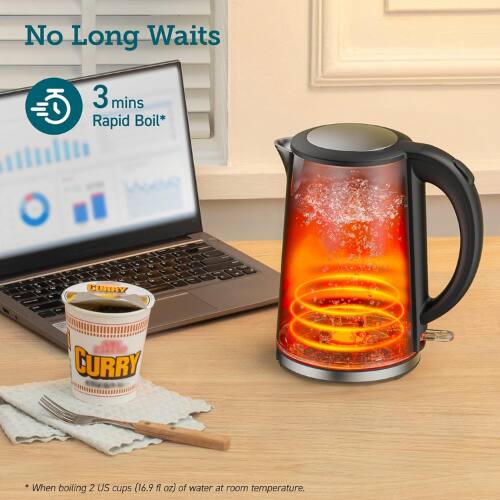 No Long Waits  
3 mins Rapid Boil*  

*When boiling 2 US cups (16.9 fl oz) of water at room temperature.
