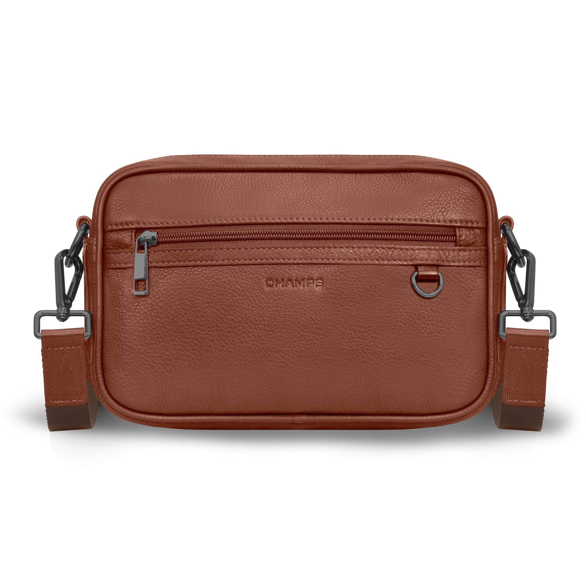 Front. Champs - Onyx Collection Leather Camera Bag - Brown.