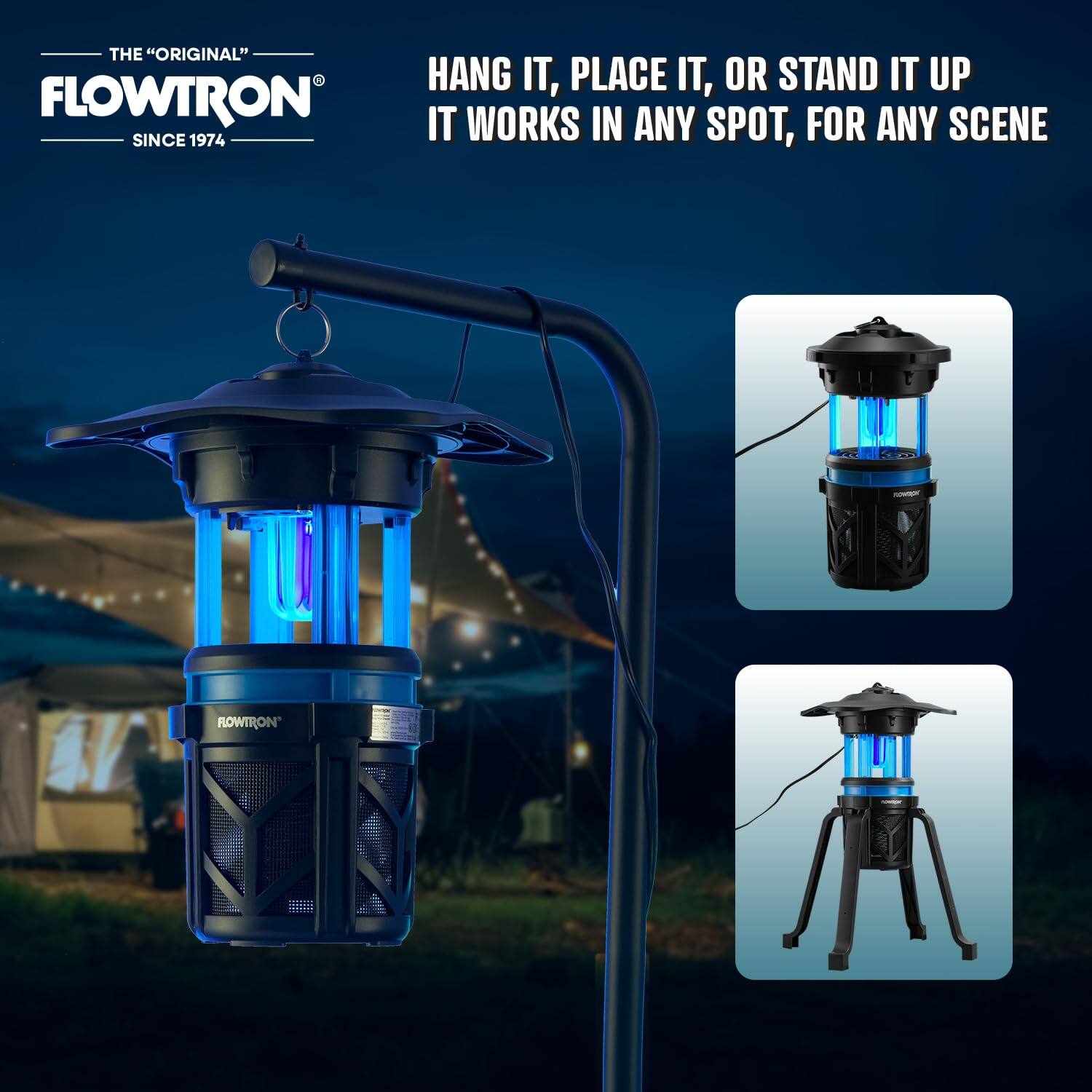 THE "ORIGINAL" FLOWTRON  
SINCE 1974  

HANG IT, PLACE IT, OR STAND IT UP  
IT WORKS IN ANY SPOT, FOR ANY SCENE
