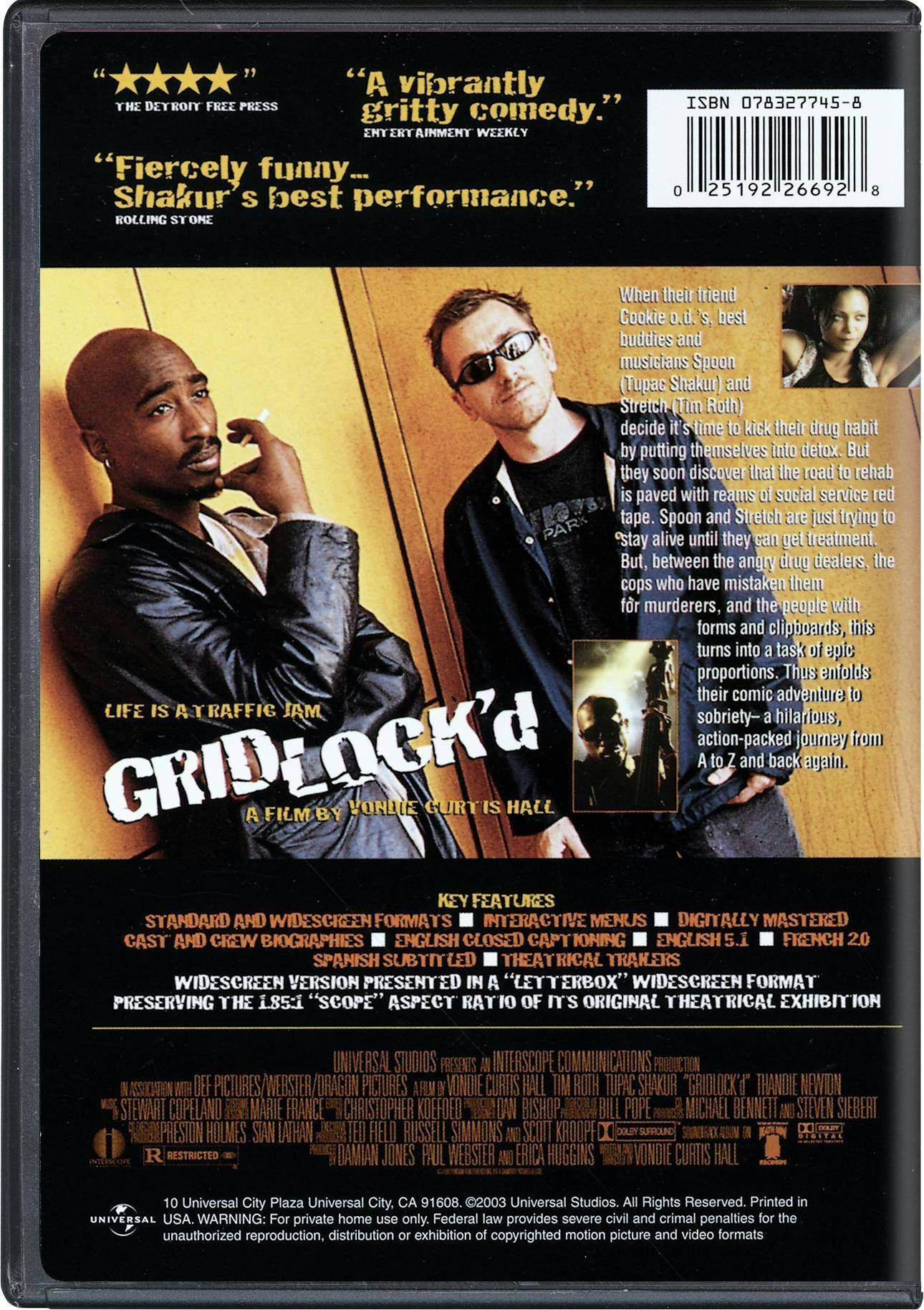 Back. Gridlock'd   - DVD.