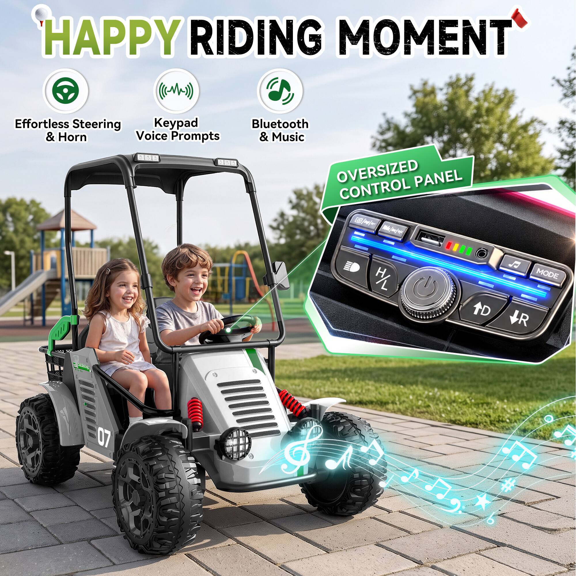 HAPPY RIDING MOMENT

Effortless Steering & Horn
Keypad Voice Prompts
Bluetooth & Music

OVERSIZED CONTROL PANEL

MODE to IR
07