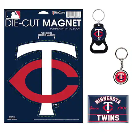 WINCRAFT
DIE-CUT MAGNET
FOR INDOOR OR OUTDOOR
PUSH HERE TO REMOVE MAGNET
MINNESOTA
Since 1901
TWINS
WinCraft Inc.
Whitnall, WI 53190
Major League Baseball trademarks and copyrights are used with permission of Major League Baseball.