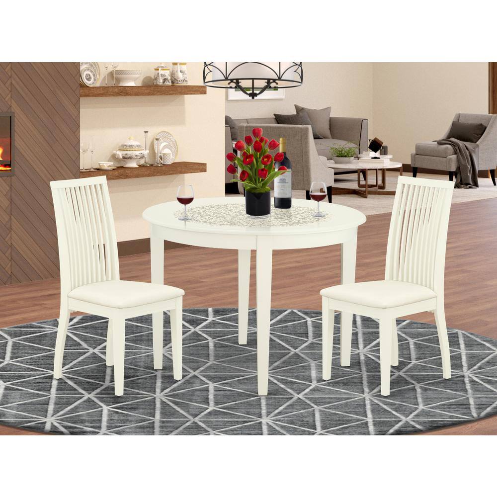 Left. East West Furniture - Dining Room Set Linen White - Brown.