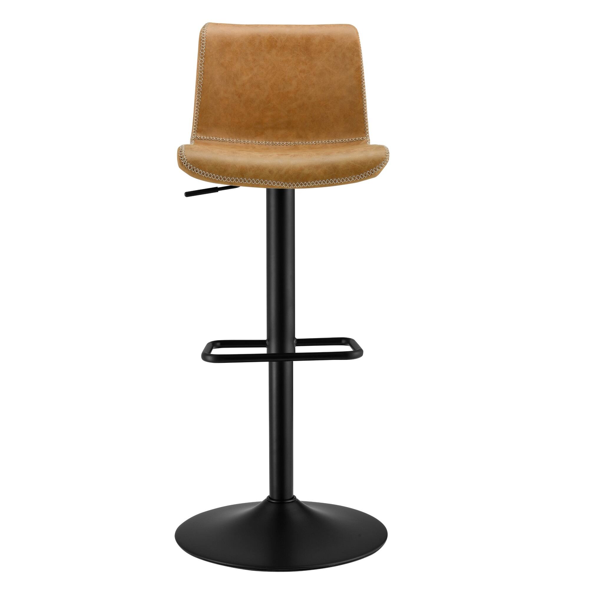Front. New Pacific Direct - Jayden Faux Leather Low Back Gaslift Bar Stool (Set of 2) - Vintage Cedar.