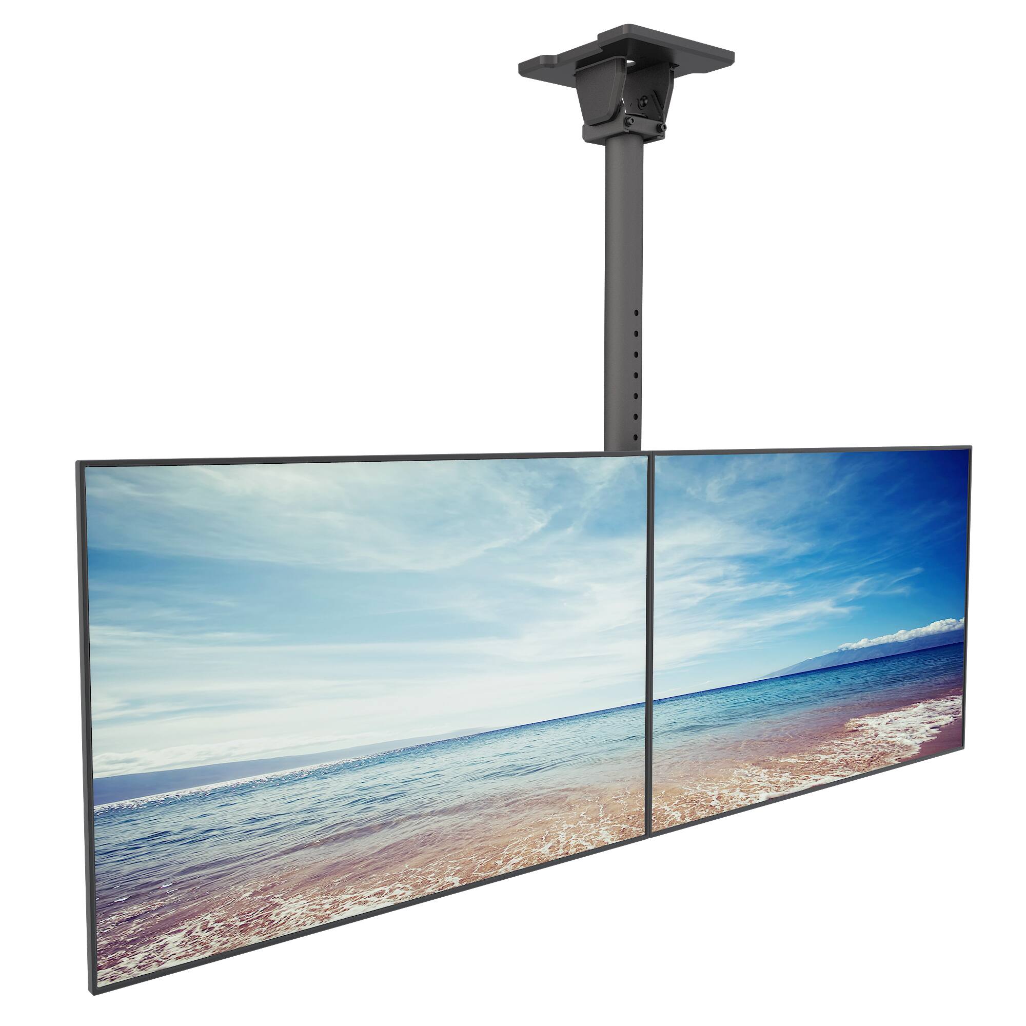 Angle. Kanto - Menu Board Ceiling Mount System with Tilting Arms for 40" - 60" TVs, 2 Screens - Black.