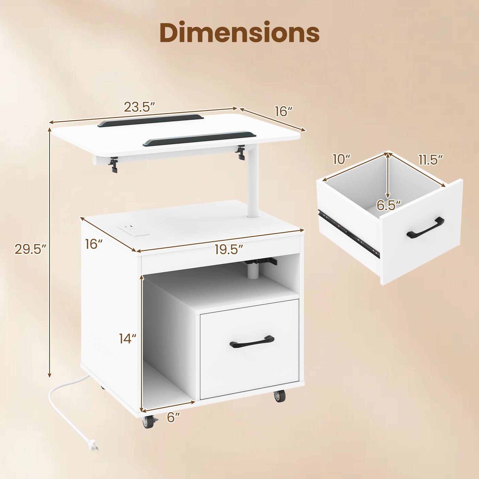 Dimensions: 23.5" x 16" x 10" x 11.5" x 6.5" x 29.5" x 16" x 19.5" x 14" x 6"