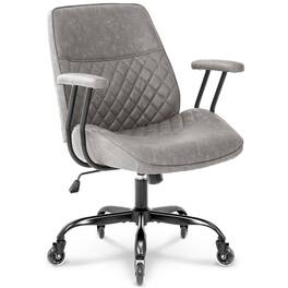 Neo Chair - Ergonomic Faux Leather Office Chair, Mid-Century Desk Chair, Tilting, Roller Blade Wheels - Gray