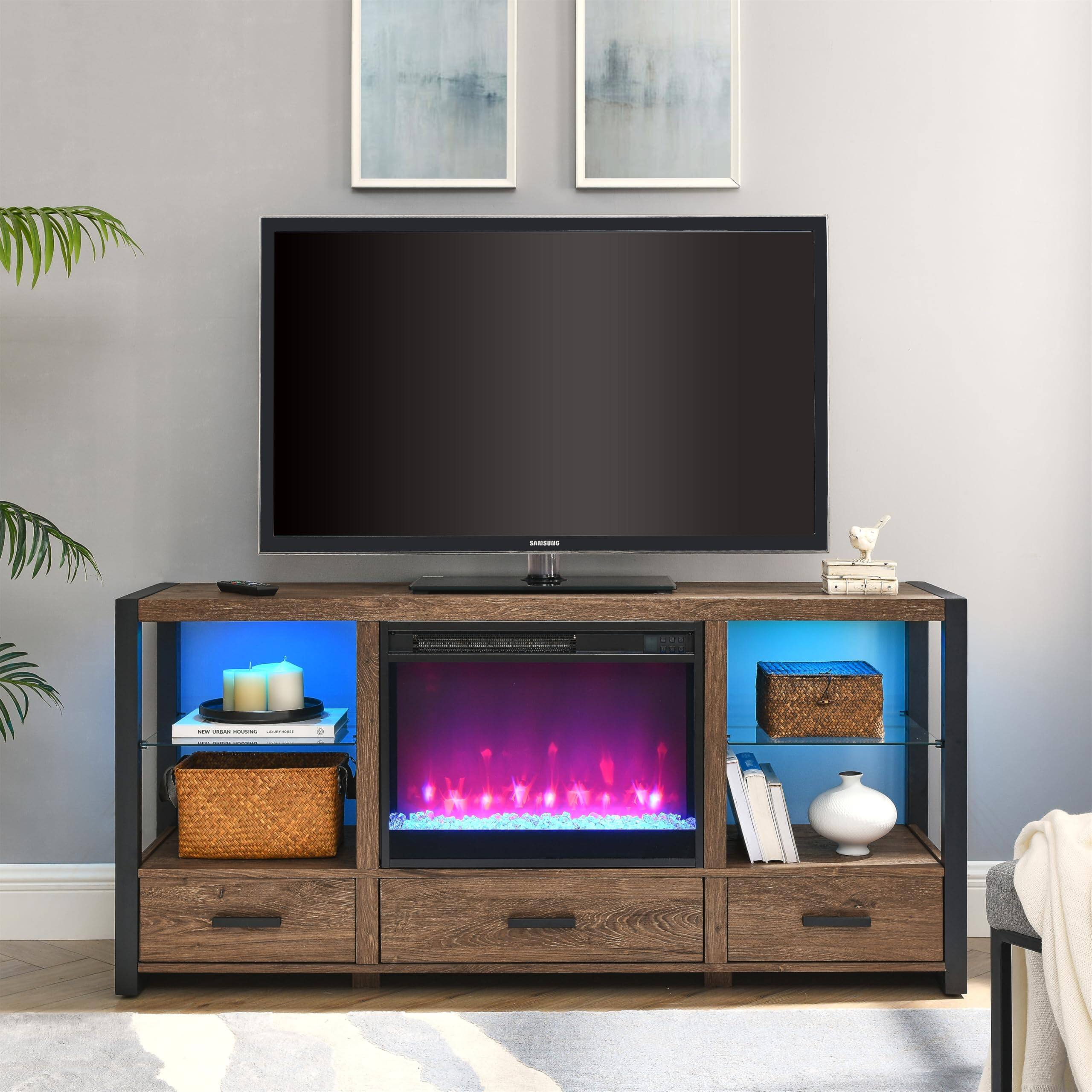 Alt View 8. Ecooso - 23 inch electric fireplace , crystal  & realistic flame, remote control with timer, overheating protection - Black.