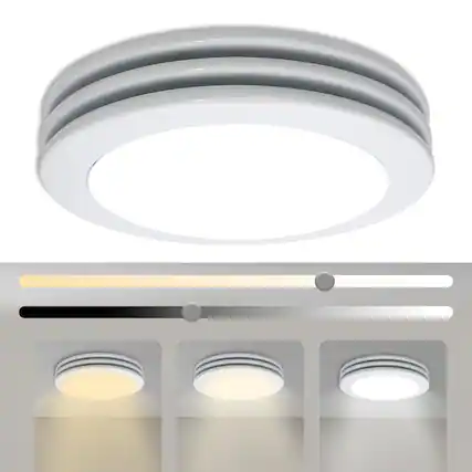 Front. Akicon - 1480NL Satin White 80 CFM 2 Sones Celling Bathroom Exhaust Fan with Light, 15 Watt Dimmable 3CCT LED Light - Satin White.